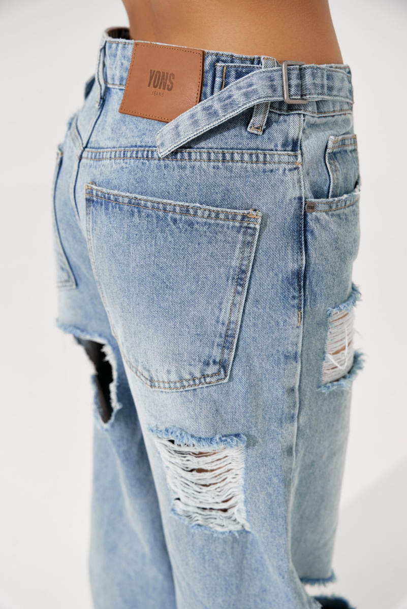 Джинсы MAMA NE POYMET CUTS BLUE YONS, цвет: голубой, YO-402 купить онлайн