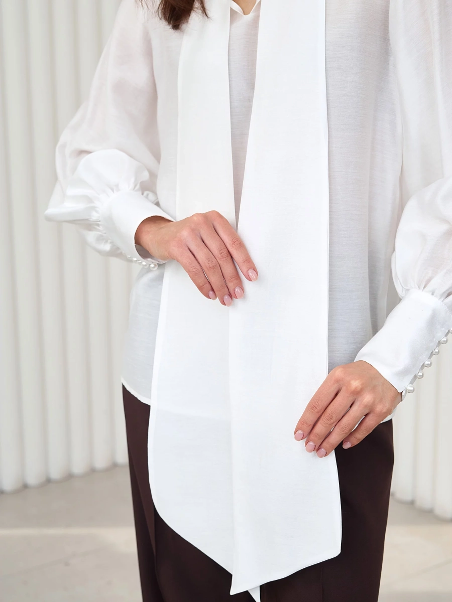 Блуза воздушная с бантом I.B.W., цвет: молочный, BL031 купить онлайн