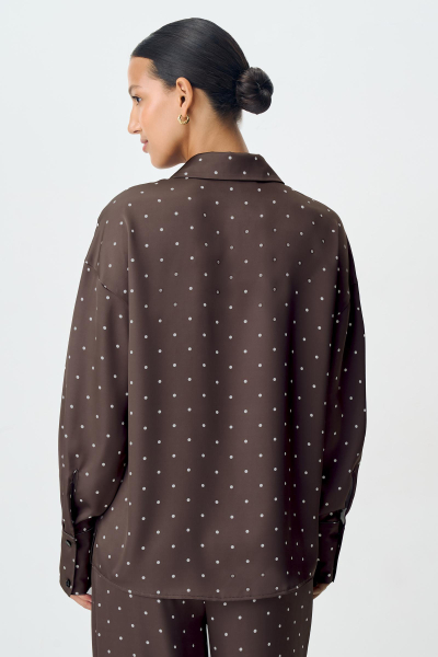 Блузка из сатина в горох Charmstore, цвет: шоколадный, 102-39039-551 купить онлайн