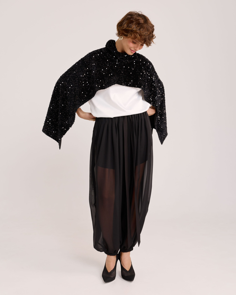 Брюки-шаровары из шифона BLACK Anmuse, цвет: Черный, TR25W218-BLC купить онлайн