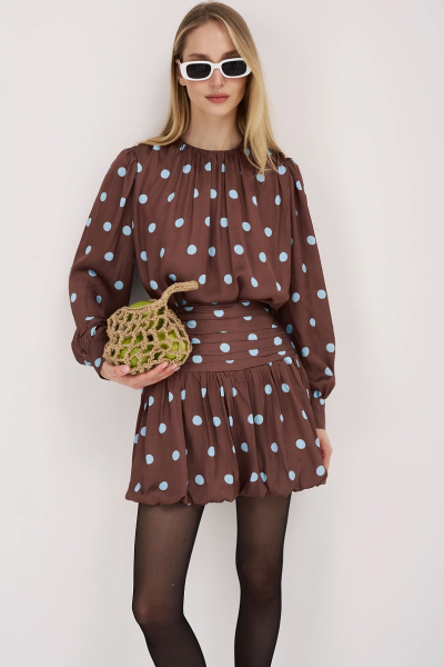 Комплект из вискозы и хлопка в горошек Ricoco, цвет: коричневый,  купить онлайн