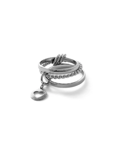 Серебряное тройное кольцо "Bubble"