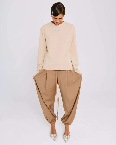 Лонгслив из хлопка Anmuse, цвет: бежевый, LSV26SP316-LBG купить онлайн