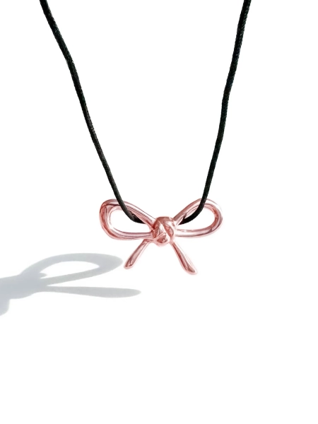 Серебряное колье "Бант" pink