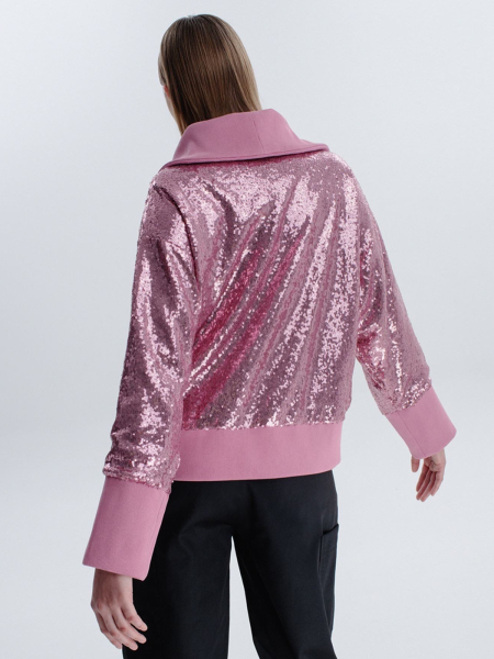 Свитшот с пайетками и воротом Anmuse, цвет: розовый, JT22W27-RS купить онлайн