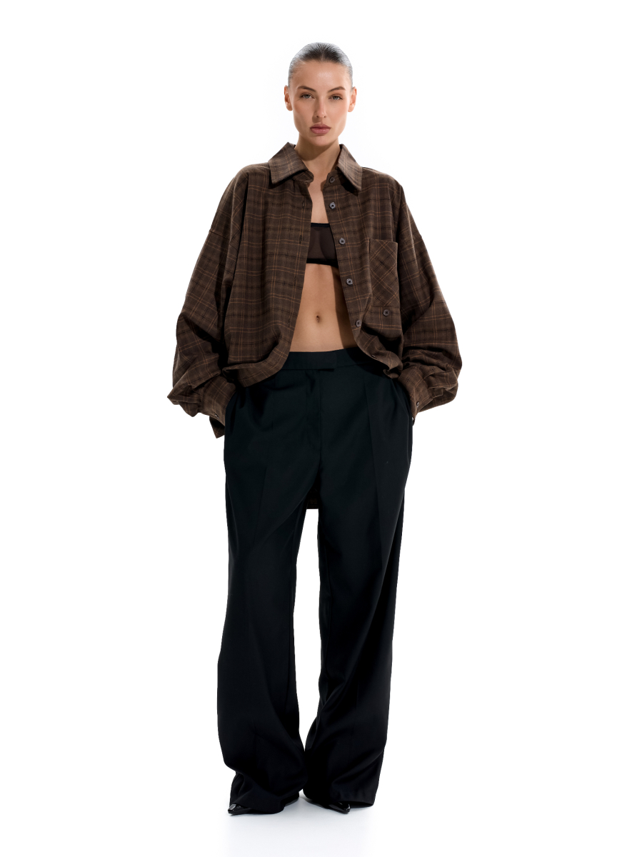 Объемная рубашка в клетку ANOTHER SELECT, цвет: коричневый, 00024 купить онлайн