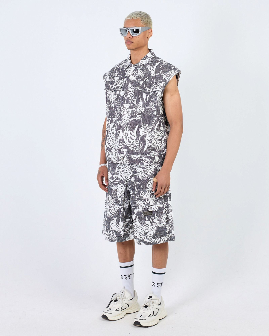 Шорты из денима с принтом ягуар ASIA ST 71, цвет: Черный, Ast71.shorts-jaguar-denim купить онлайн