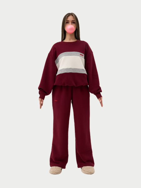 Свитшот с цветными вставками ONSI, цвет: Бордовый,  купить онлайн