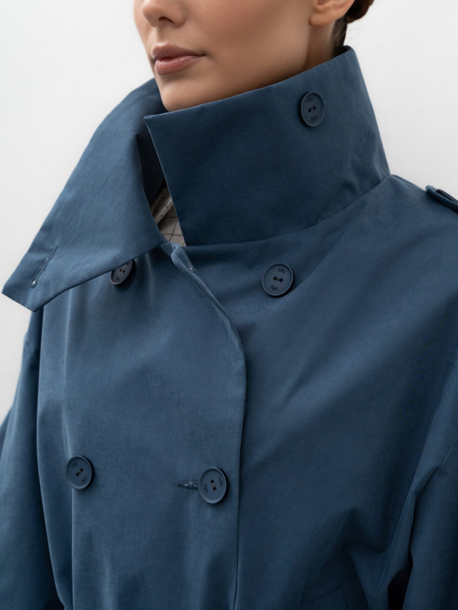 Тренч укороченный TRES, цвет: синий, НФ-00002749 купить онлайн