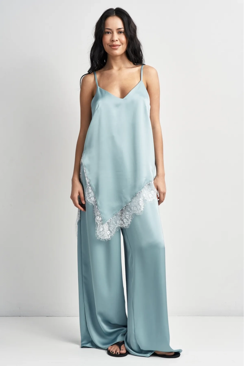 Топ с кружевом Erist store, цвет: бирюзовый, НФ-00003475 купить онлайн