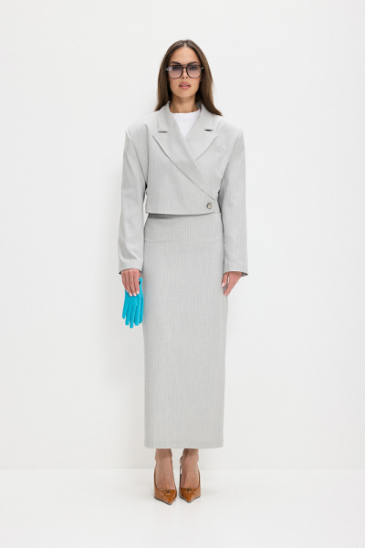 Жакет укороченный ABDA, цвет: светло-серый в полоску, 112604502209 купить онлайн