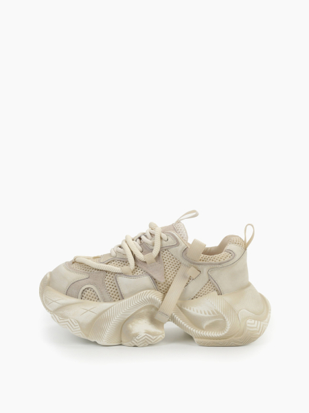 Кроссовки на высокой подошве со вставками из замши