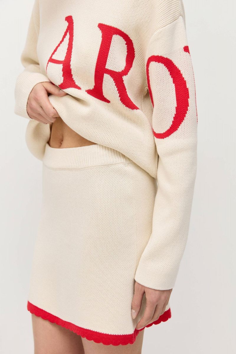 Юбка мини с фигурным краем AROUND, цвет: светло-бежевый/красный, 272_41СA005 купить онлайн