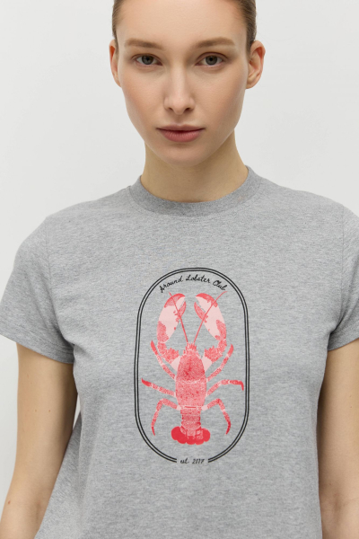 Футболка с винтажным принтом AROUND, цвет: серый меланж, 219_122CE01 купить онлайн