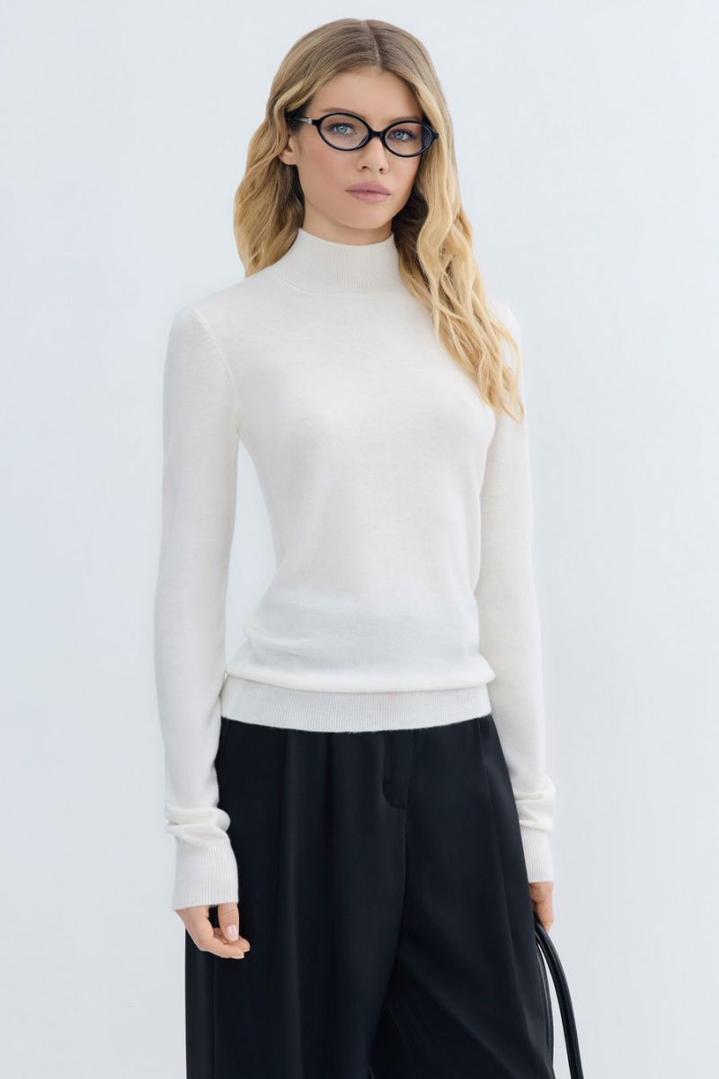 Водолазка с добавлением шерсти и кашемира TOPTOP, цвет: молочный, TTS.052.15462.120 купить онлайн