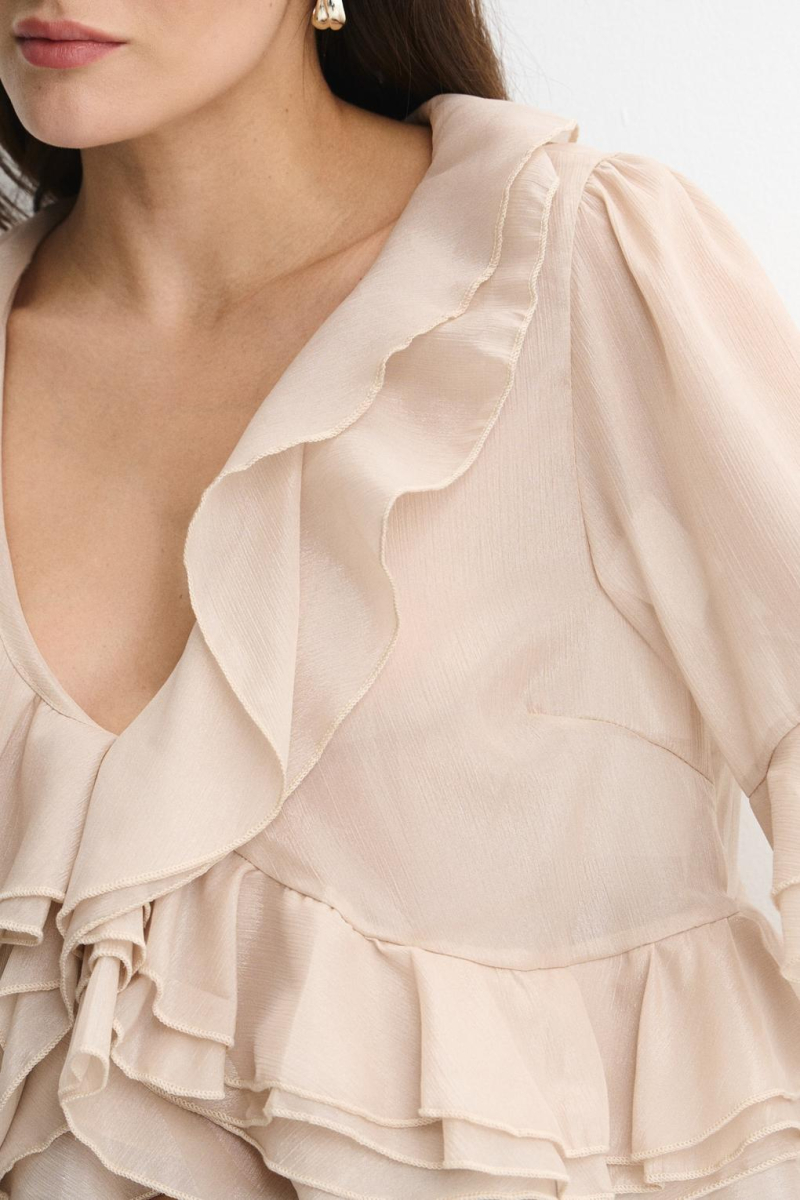 Блузка с воланами ENEVOO, цвет: бежевый, 06943 купить онлайн