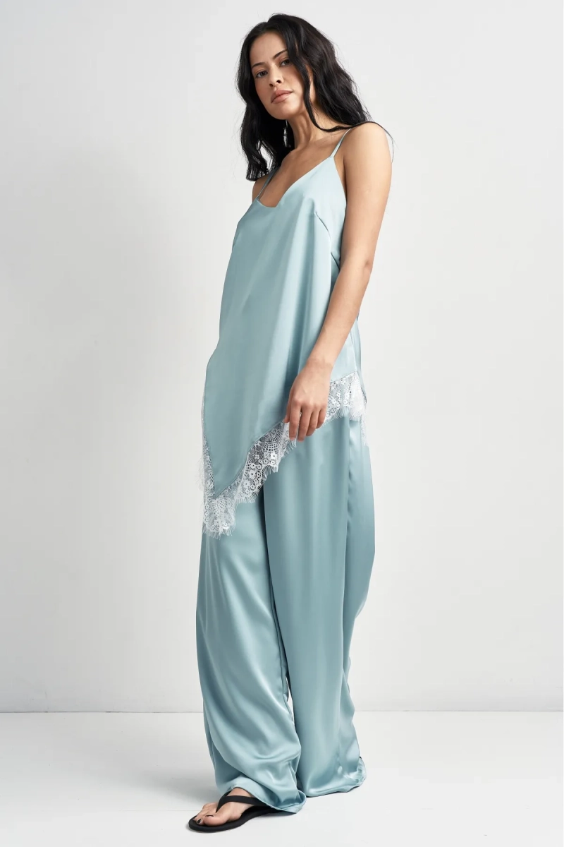 Брюки атласные Erist store, цвет: бирюзовый, НФ-00003472 купить онлайн