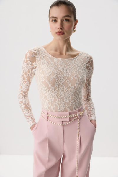 Боди из эластичного кружева с длинным рукавом Charmstore, цвет: молочный, 218-474112-111 купить онлайн