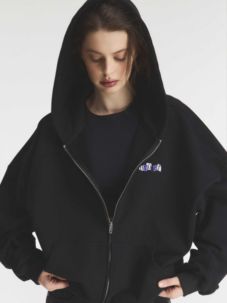 Зип-худи "Attitude matinale" Black Crop Fit