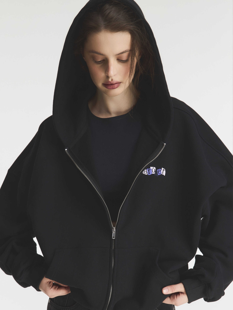 Зип-худи "Attitude matinale" Black Crop Fit