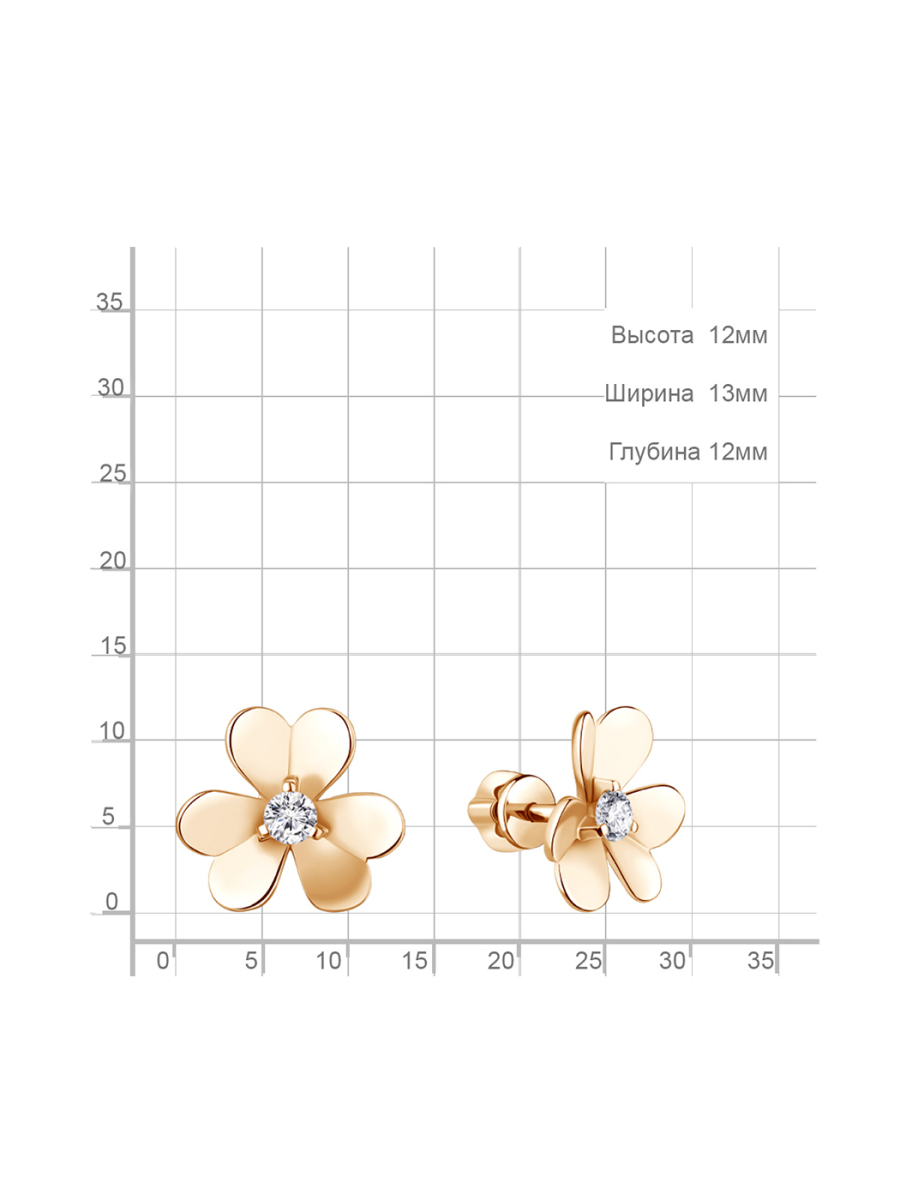 Пусеты цветочки Tosya Store, цвет: позолота, 46411А.6 купить онлайн