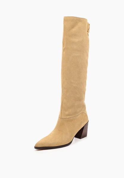 Сапоги трубы на каблуке со шнуровкой сзади SBALO, цвет: бежевый Sk890-4 купить онлайн