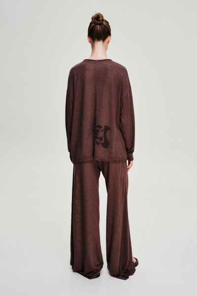 Лонгслив объемный тонкий Label .B, цвет: коричневый, Tp.03.66738BRN купить онлайн
