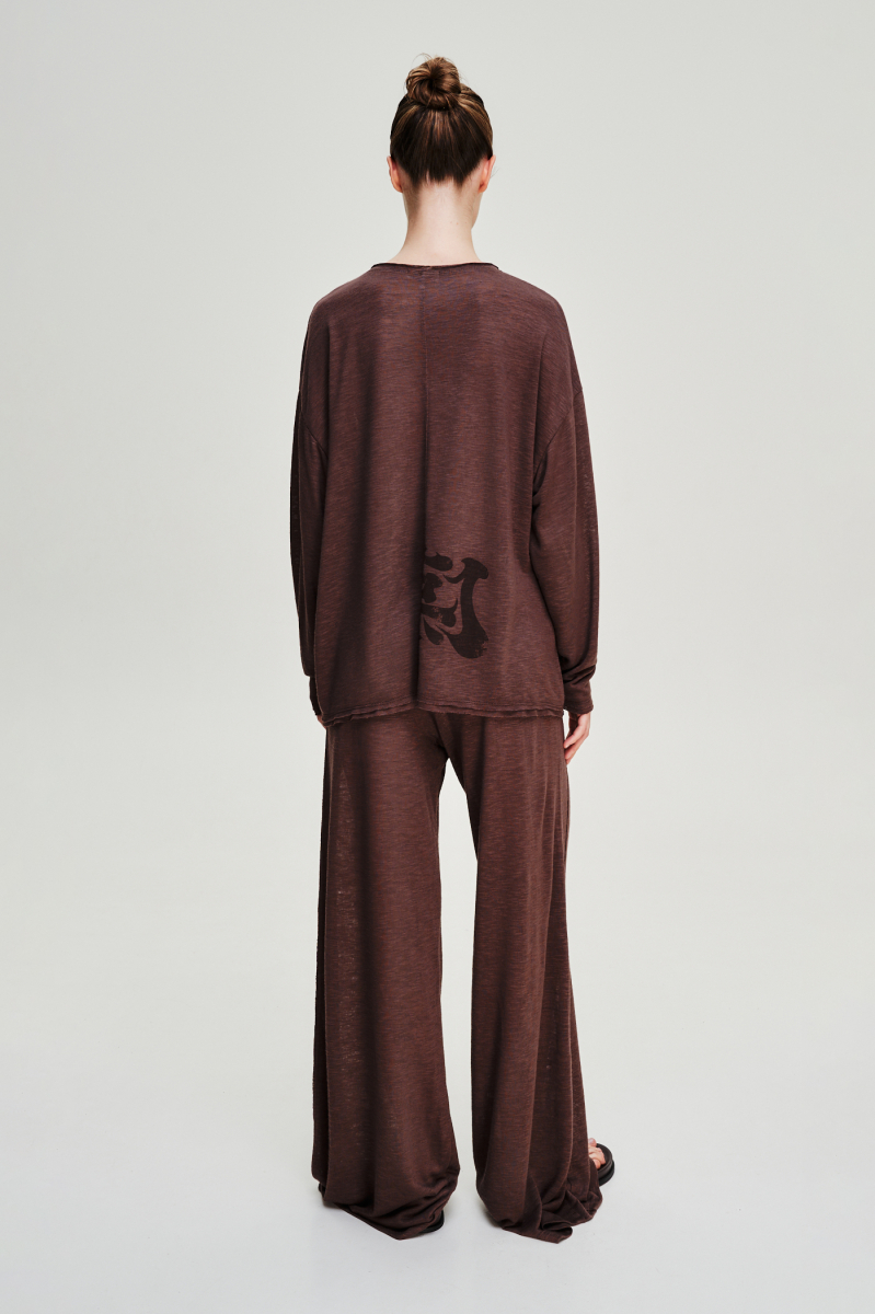Лонгслив объемный тонкий Label .B, цвет: коричневый, Tp.03.66738BRN купить онлайн