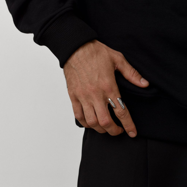 Массивное незамкнутое кольцо Darkrain, цвет: серебро, SR4013 купить онлайн