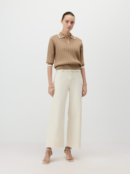 Пуловер в рубчик Conso, цвет: бежевый/молочный, KPM 260733 - бежевый/молочный купить онлайн