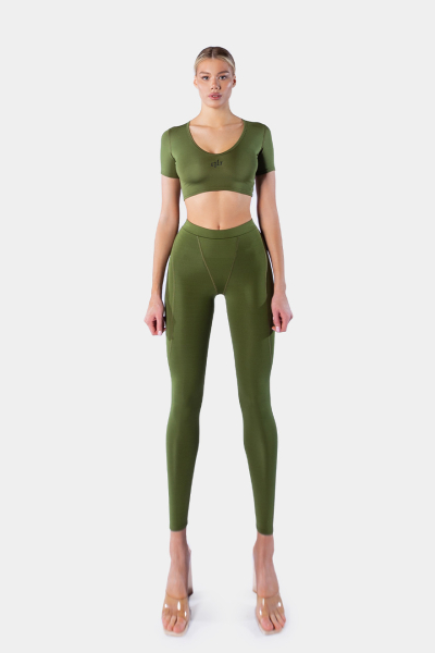 Кроп-топ Basic Crop Sleeve qb A QUICK BUCK, цвет: Khaki  |новая коллекция купить онлайн