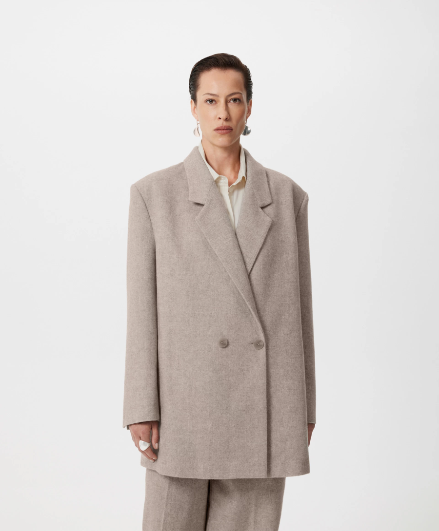 Пиджак из полушерстяного твида "в елочку"