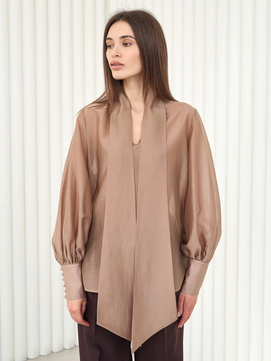 Блуза воздушная с бантом I.B.W., цвет: карамель, BL031 купить онлайн