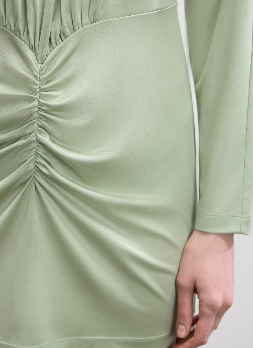 Платье мини со сборками ALL WE NEED, цвет: зеленый,  купить онлайн