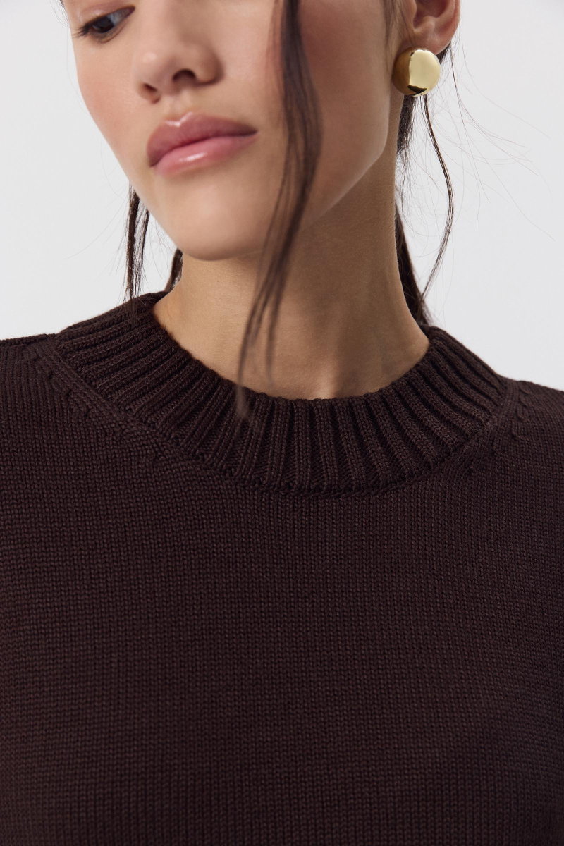 Джемпер из мериносовой шерсти с круглым вырезом Charmstore, цвет: шоколадный, 303-44798-551 купить онлайн