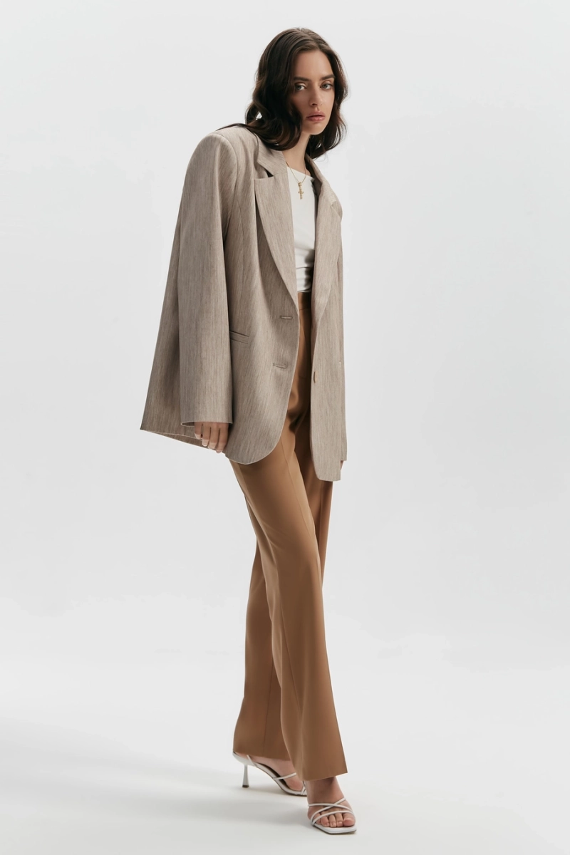 Жакет оверсайз с эффектом меланж Mollis, цвет: бежевый, 14-04-3054/1 купить онлайн