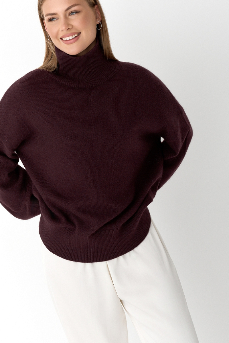 Свитер с широкими рукавами с ангорой Ricoco, цвет: баклажановый, 5032/5 купить онлайн