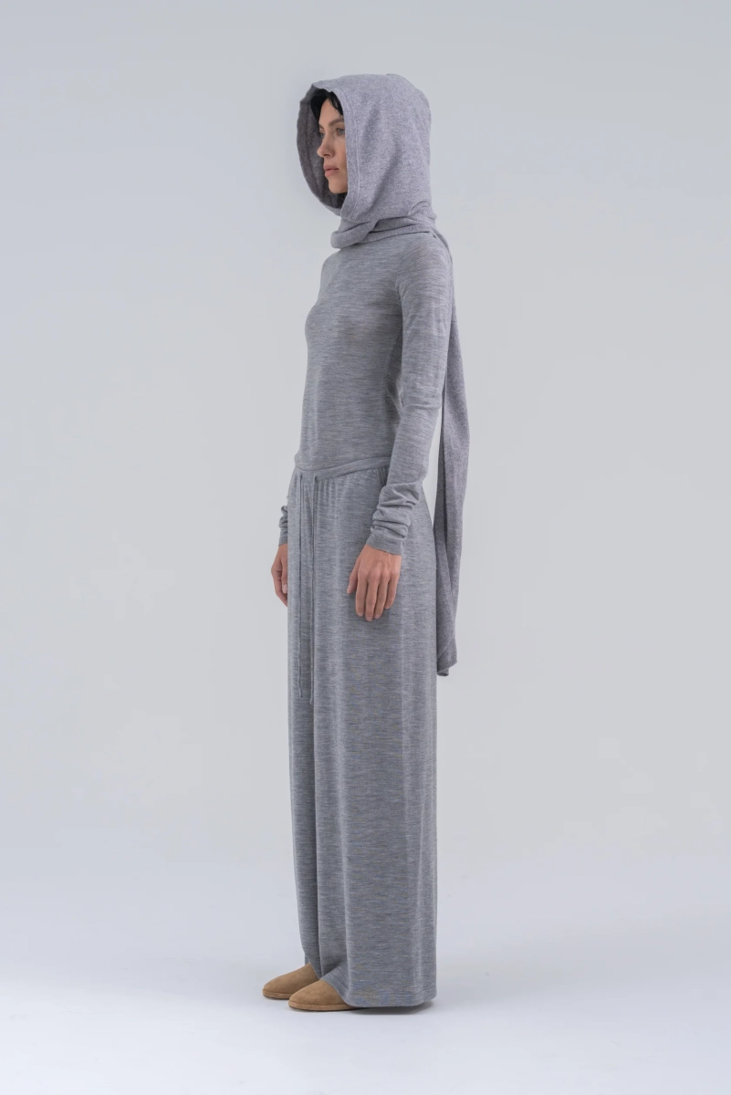 Капюшон из шерсти мериноса Mankova, цвет: серый меланж SH23-002 купить онлайн