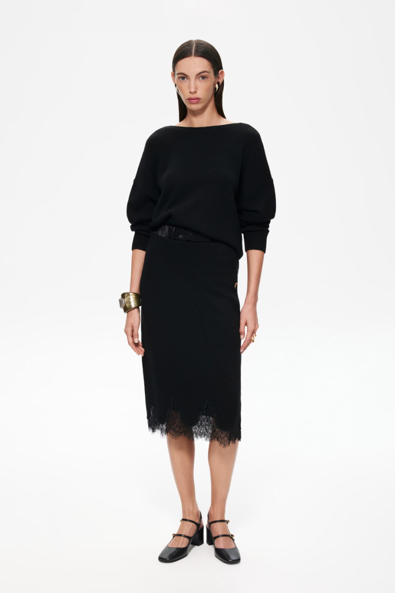 Юбка с кашемиром и кружевом DREAMS BY ALENA AKHMADULLINA, цвет: Черный, 225104100304300/903000 купить онлайн