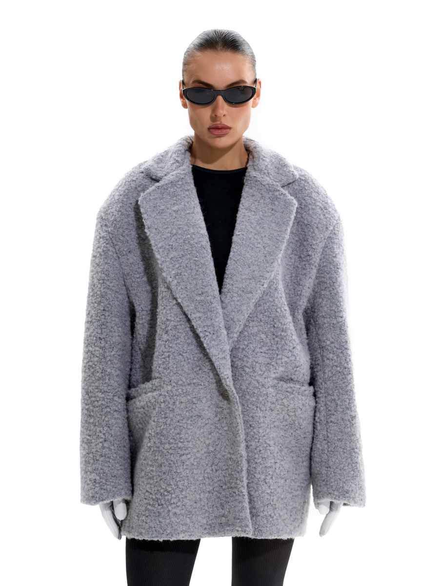 Пальто из смесовой шерсти ANOTHER SELECT, цвет: серо-голубой, 00074 купить онлайн