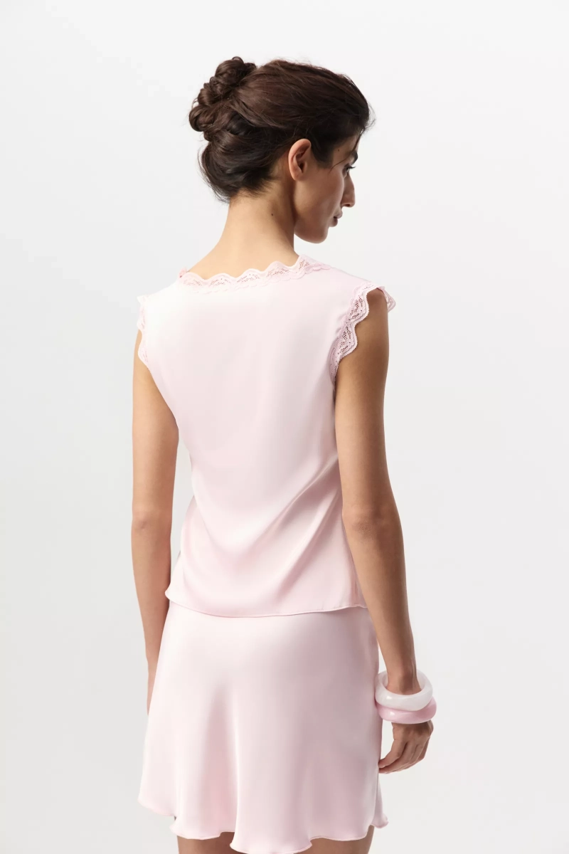 Топ с V-вырезом из сатина Charmstore, цвет: нежно-розовый, 114-57360-236 купить онлайн