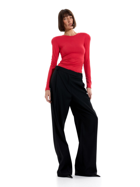 Лонгслив из вискозы с объемными плечами ANOTHER SELECT, цвет: красный, 00185 купить онлайн