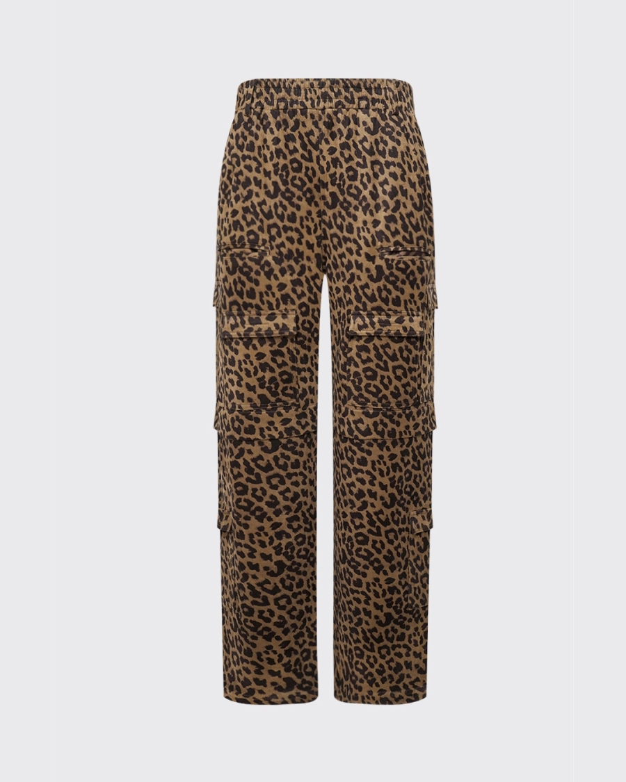 Брюки свободные леопардовые ASIA ST 71, цвет: коричневый, Ast71.pants-Leo-brown купить онлайн