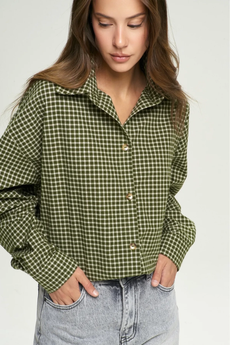 Рубашка Oversized в клетку Green Erist store, цвет: зеленый, НФ-00002701 купить онлайн