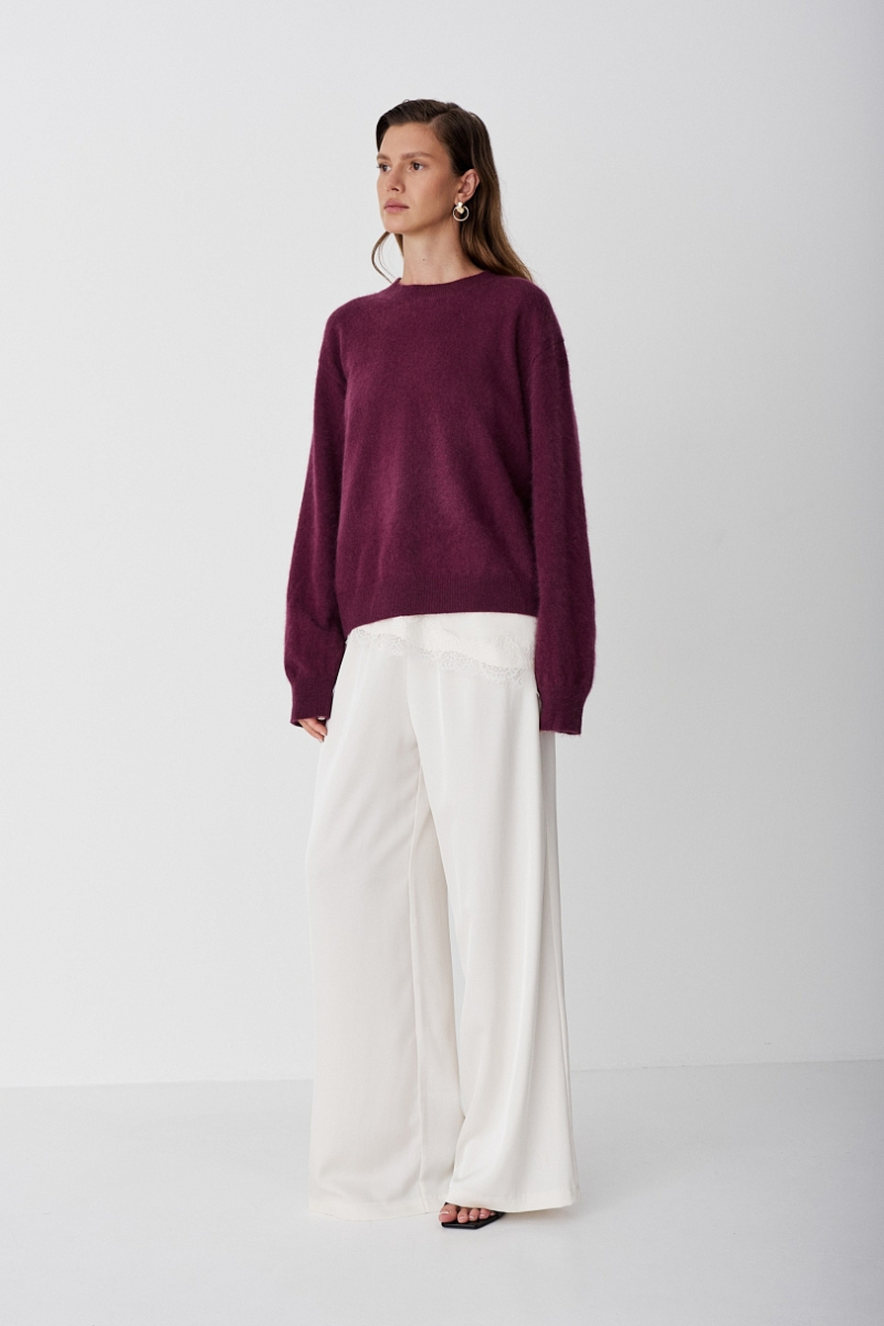 Свитер пушистый из 100% шерсти Ricoco, цвет: сливовый, 6099/1 купить онлайн