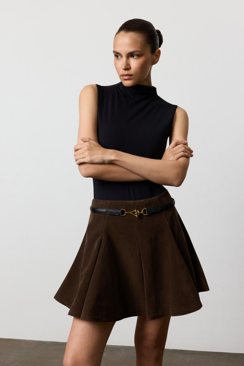 Юбка из экозамши TOPTOP, цвет: коричневый, TT.070.18774.700 купить онлайн