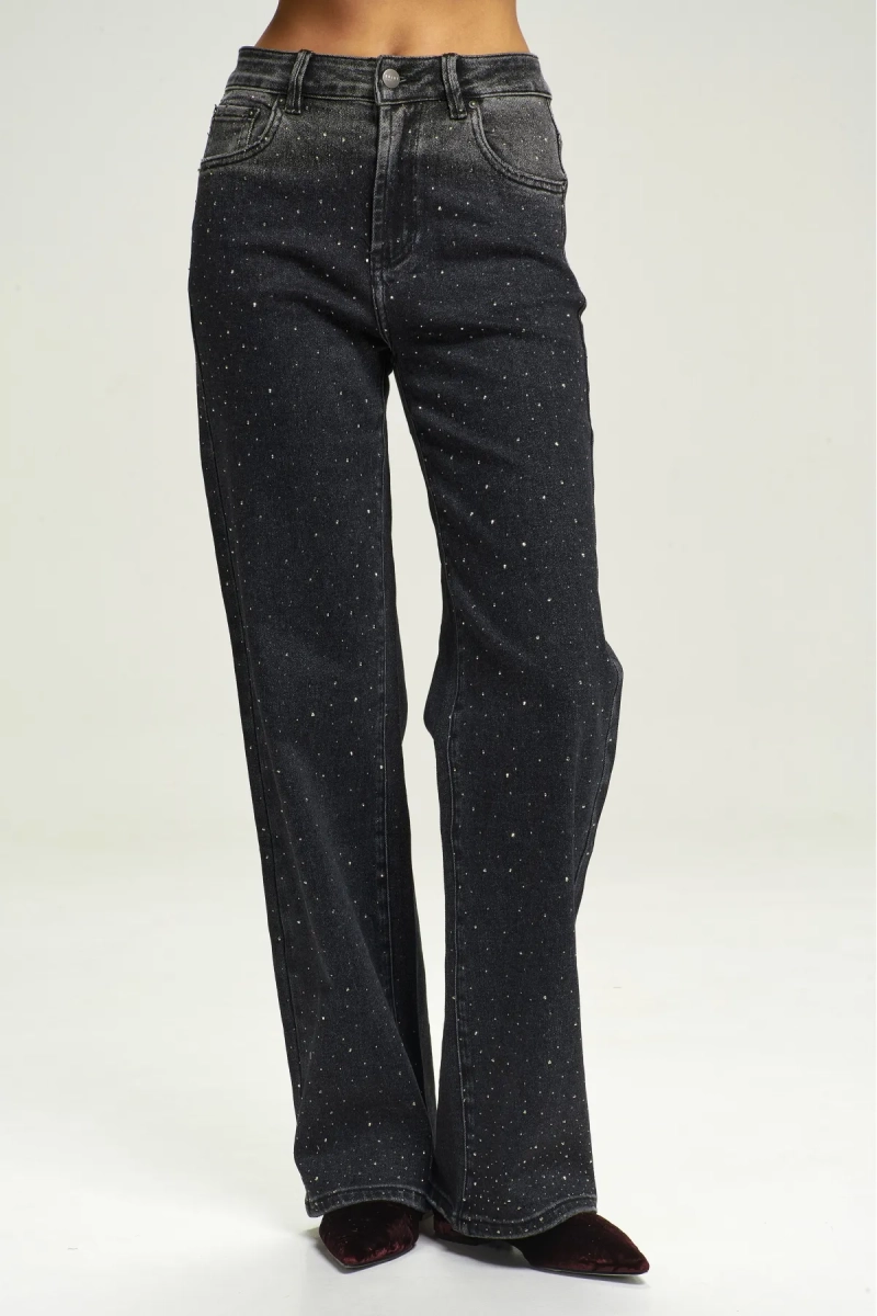 Джинсы Straight со стразами Black Erist store, цвет: Черный, НФ-00002970 купить онлайн