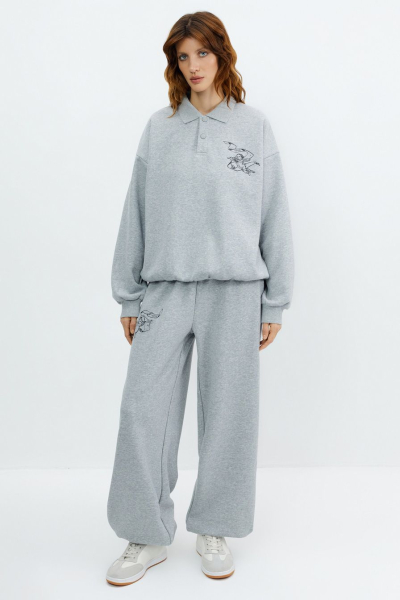 Свитшот с воротником-поло TOPTOP, цвет: серый меланж, TT.053.15957.820 купить онлайн