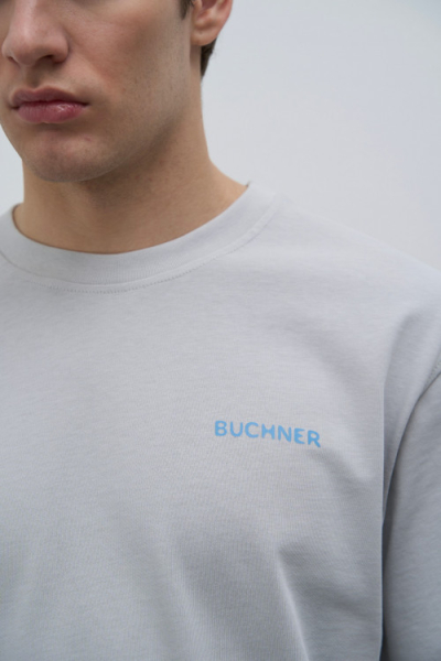 Футболка из хлопка Driving the Wave BUCHNER, цвет: Светло-серый,  купить онлайн
