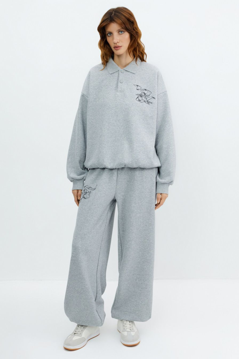 Свитшот с воротником-поло TOPTOP, цвет: серый меланж, TT.053.15957.820 купить онлайн